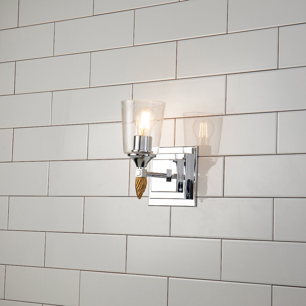 Vetiver 1 Light Wall Sconce in Polished Chrome with Gold Accent. Picture 2