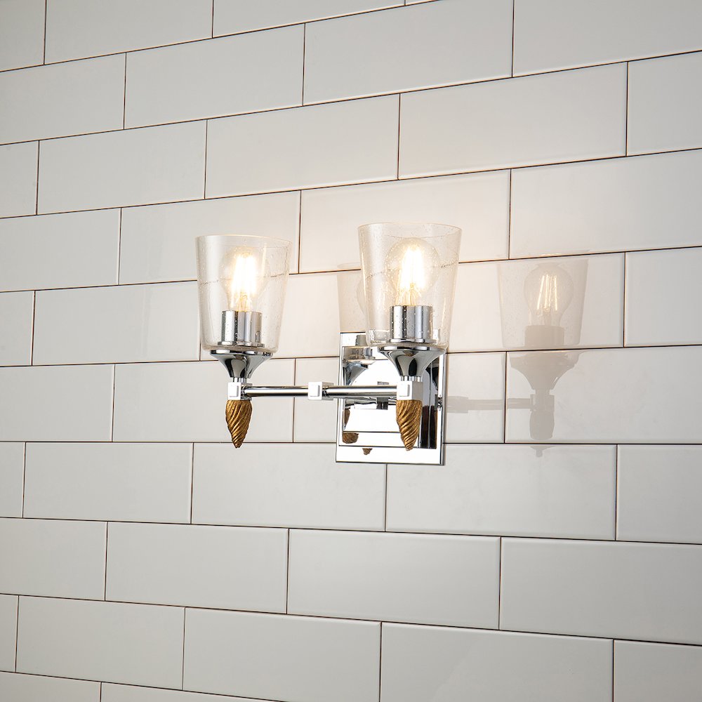 Vetiver 2 Light Vanity Light in Polished Chrome with Silver Accent. Picture 2