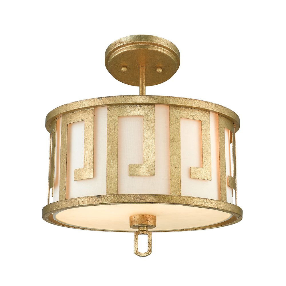 Lemuria 2 Light Medium Pendant - Distressed Gold, Ivory Shade. Picture 3