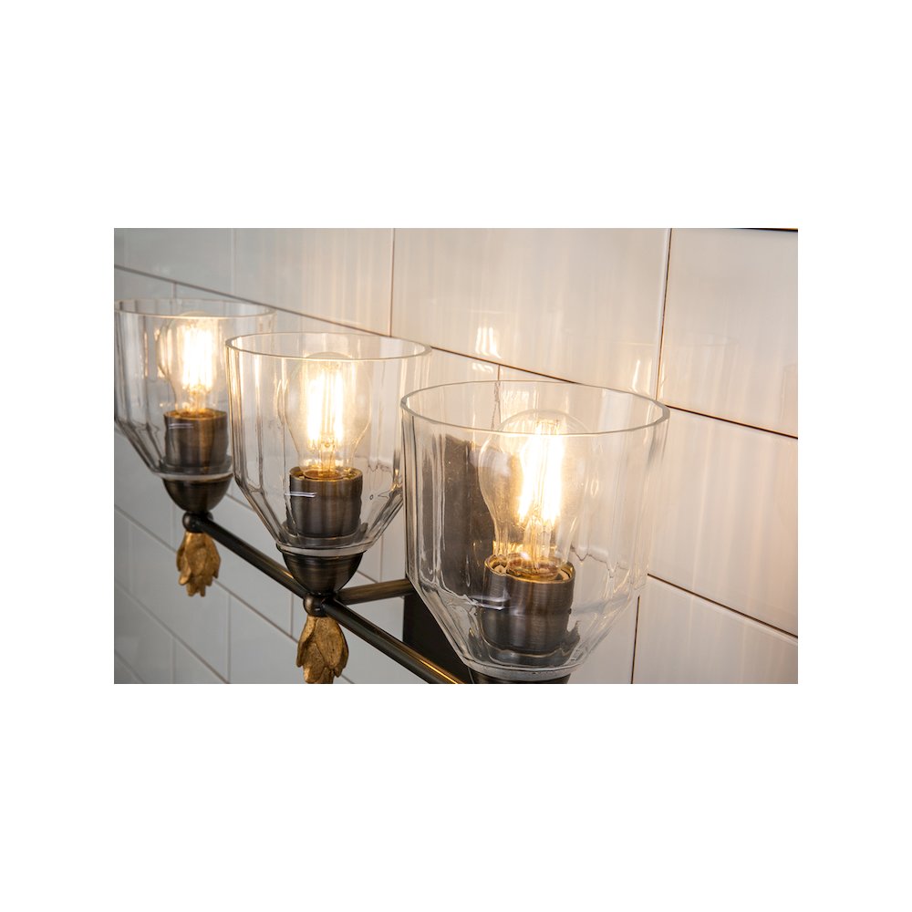 Felice 3 Light Vanity Light In Dark Bronze With Gold Accents. Picture 4