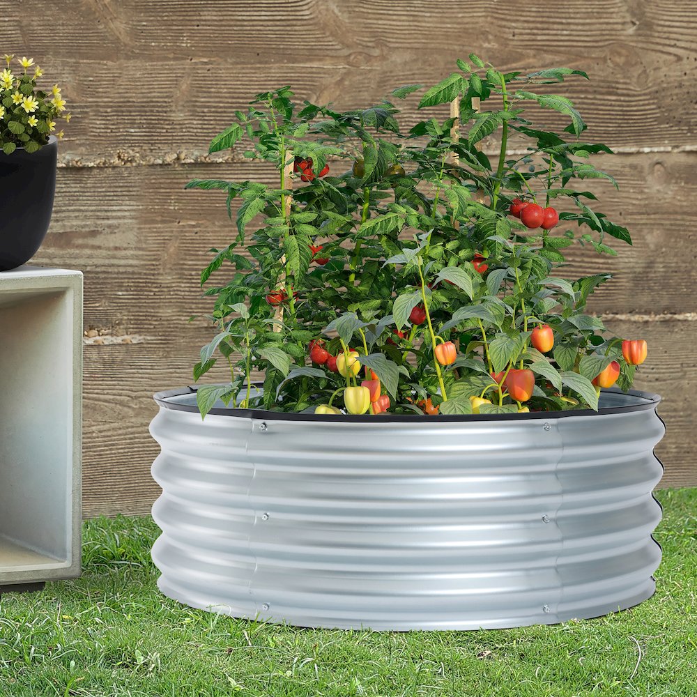 35.38in Round Galvanized Steel Raised Garden Bed. Picture 7