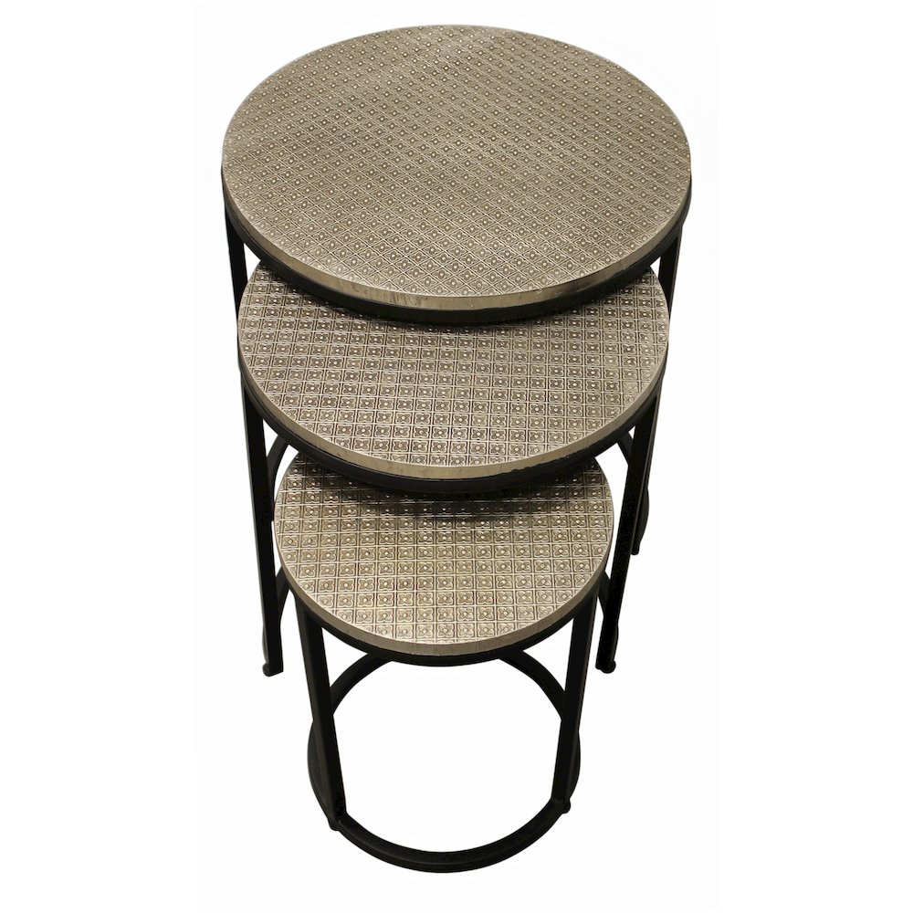 Meenal Nesting Table in Brass Silver. Picture 1