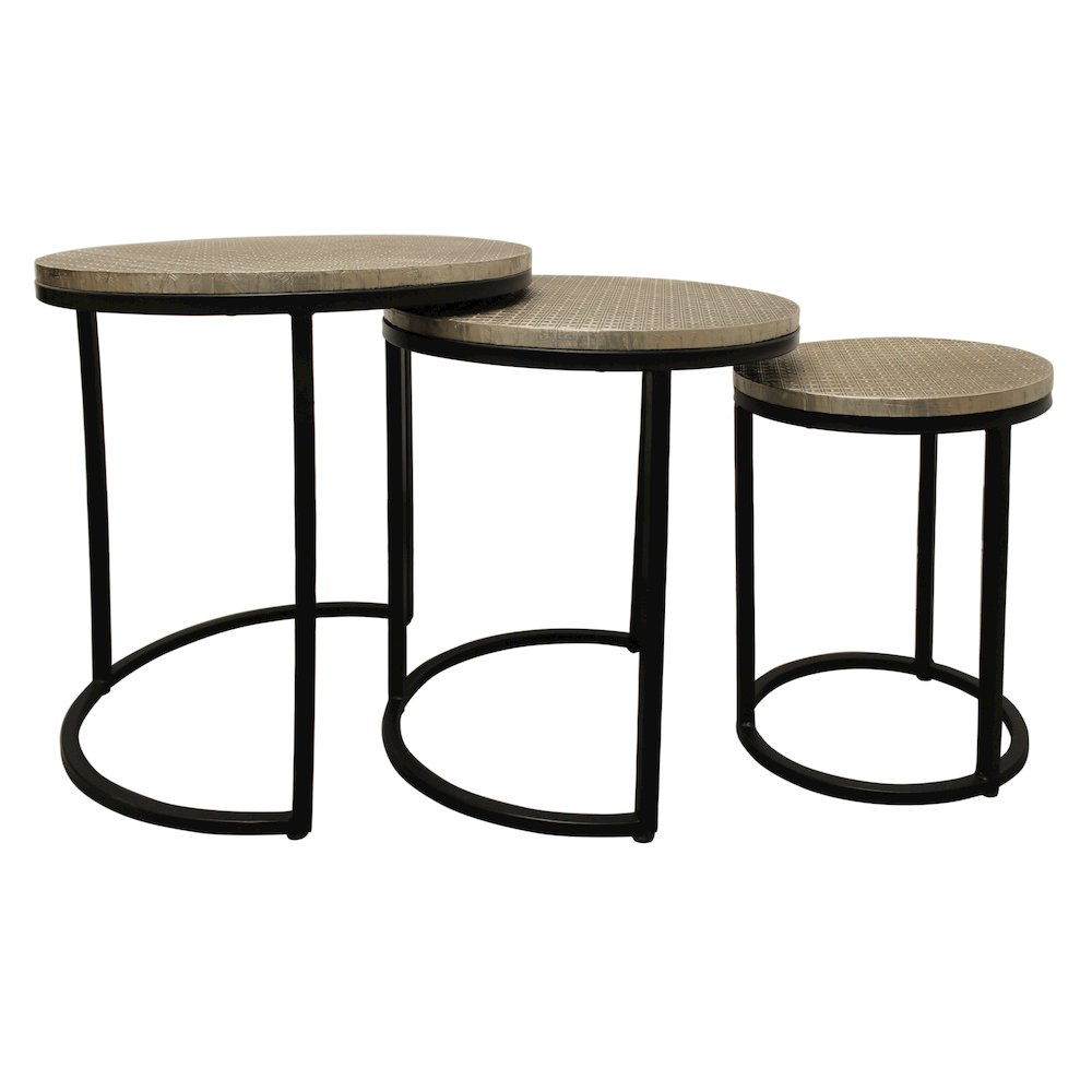 Meenal Nesting Table in Brass Silver. Picture 2