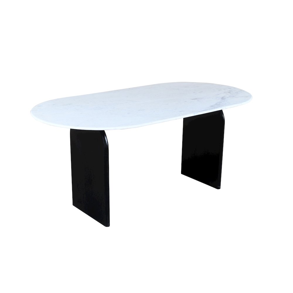 Terra 72" Oval Dining Table with White Marble Top. Picture 1