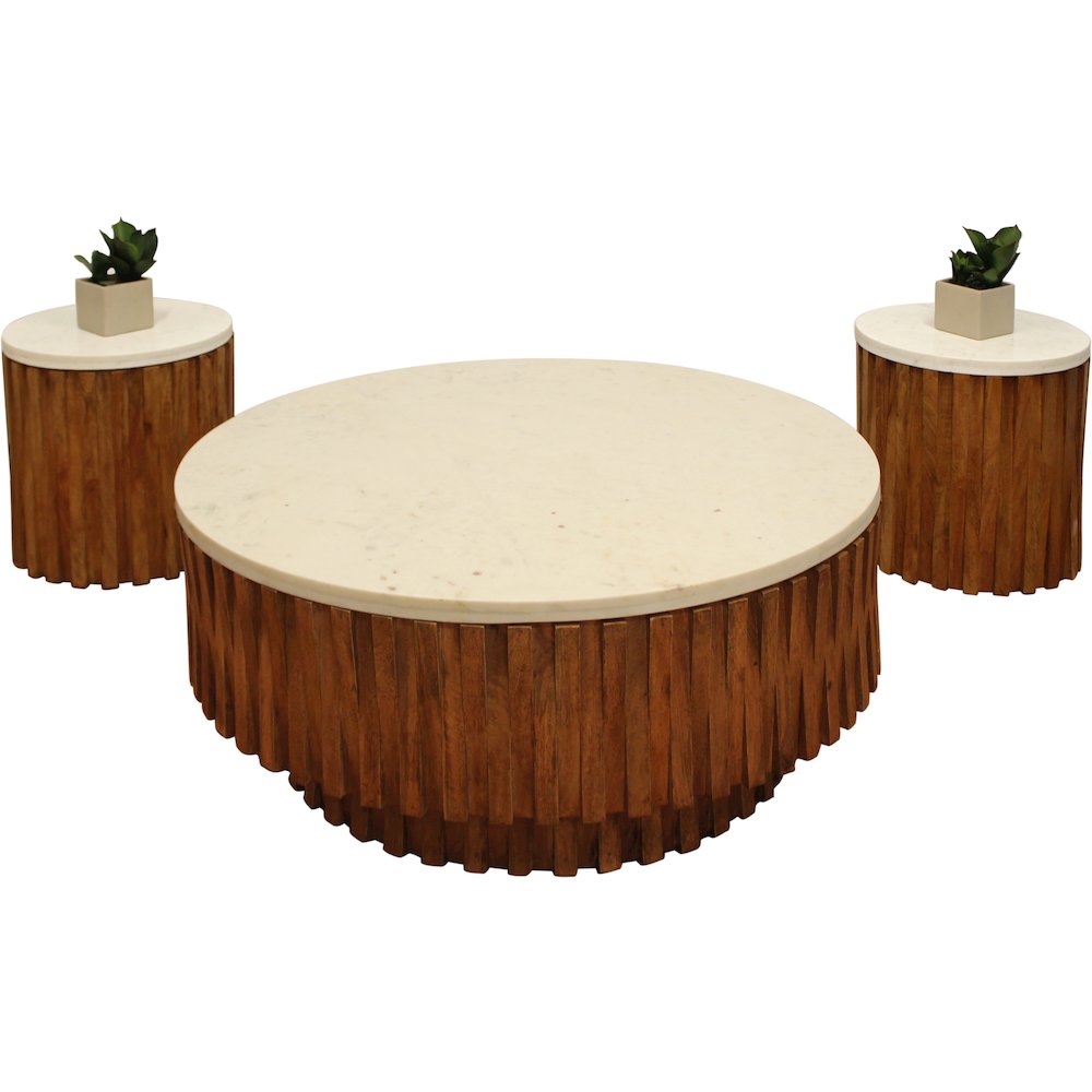Modern Orlando Accent Table with Marble Top. Picture 3