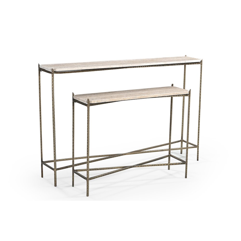 Asher 32" Console Table with Travertine Top. Picture 2