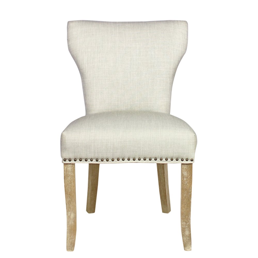 9-Piece Dining Set 8 Jill Dining Chairs in Ivory Fabric Natural Legs. Picture 7