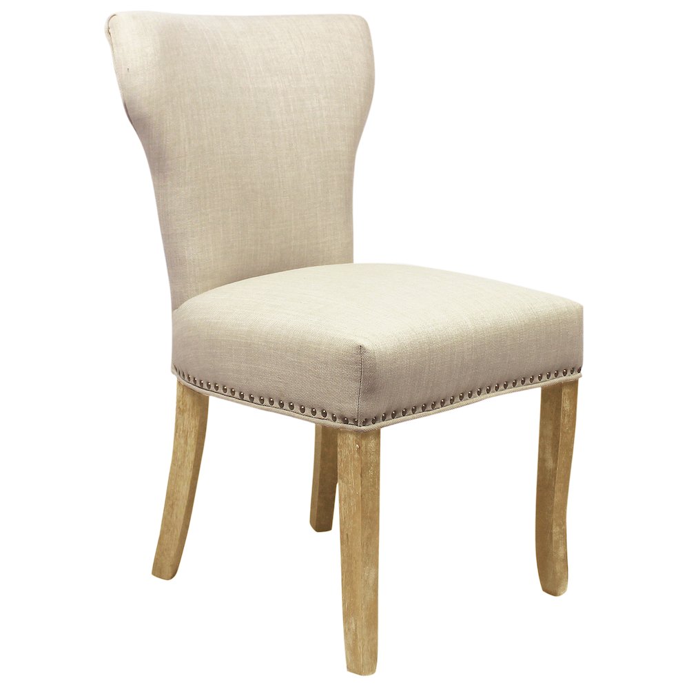 9-Piece Dining Set 8 Jill Dining Chairs in Ivory Fabric Natural Legs. Picture 8