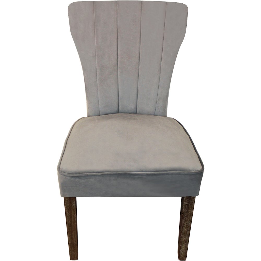 9-Piece 72 Dining Set 8 Cleo Dining Chairs in Mink Velvet Fabric Dark Brown Legs. Picture 8