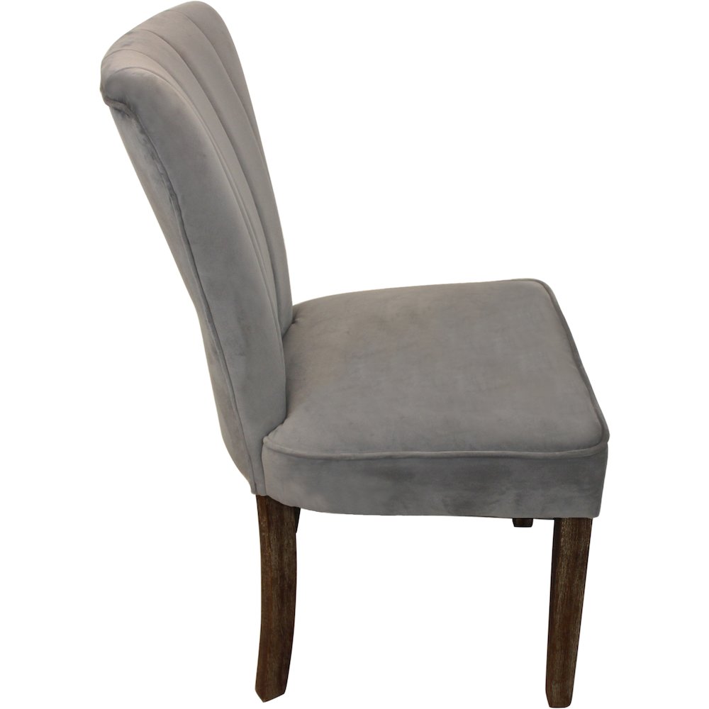 9-Piece 72 Dining Set 8 Cleo Dining Chairs in Mink Velvet Fabric Dark Brown Legs. Picture 10