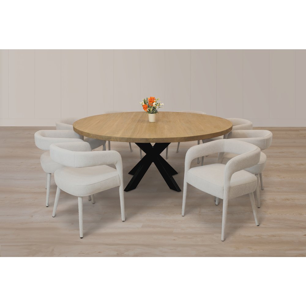 Logan 9-Piece 72" Dining Set with 8 Galway Dining Chairs in Ivory Linen Fabric. Picture 12