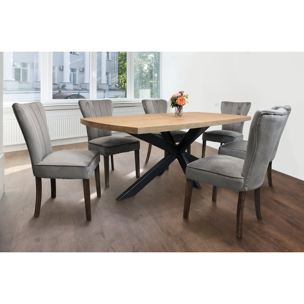 Logan 82" Dining Table, with 6 Cleo Mink Dining Chairs. Picture 2