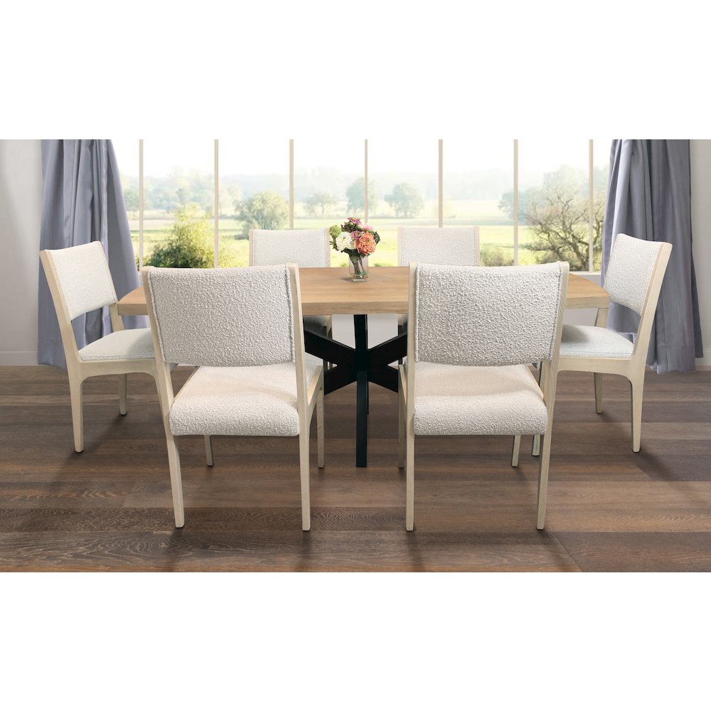 Logan 82" Dining Table, with 6 Ash Ivory Boucle Dining Chairs. Picture 2