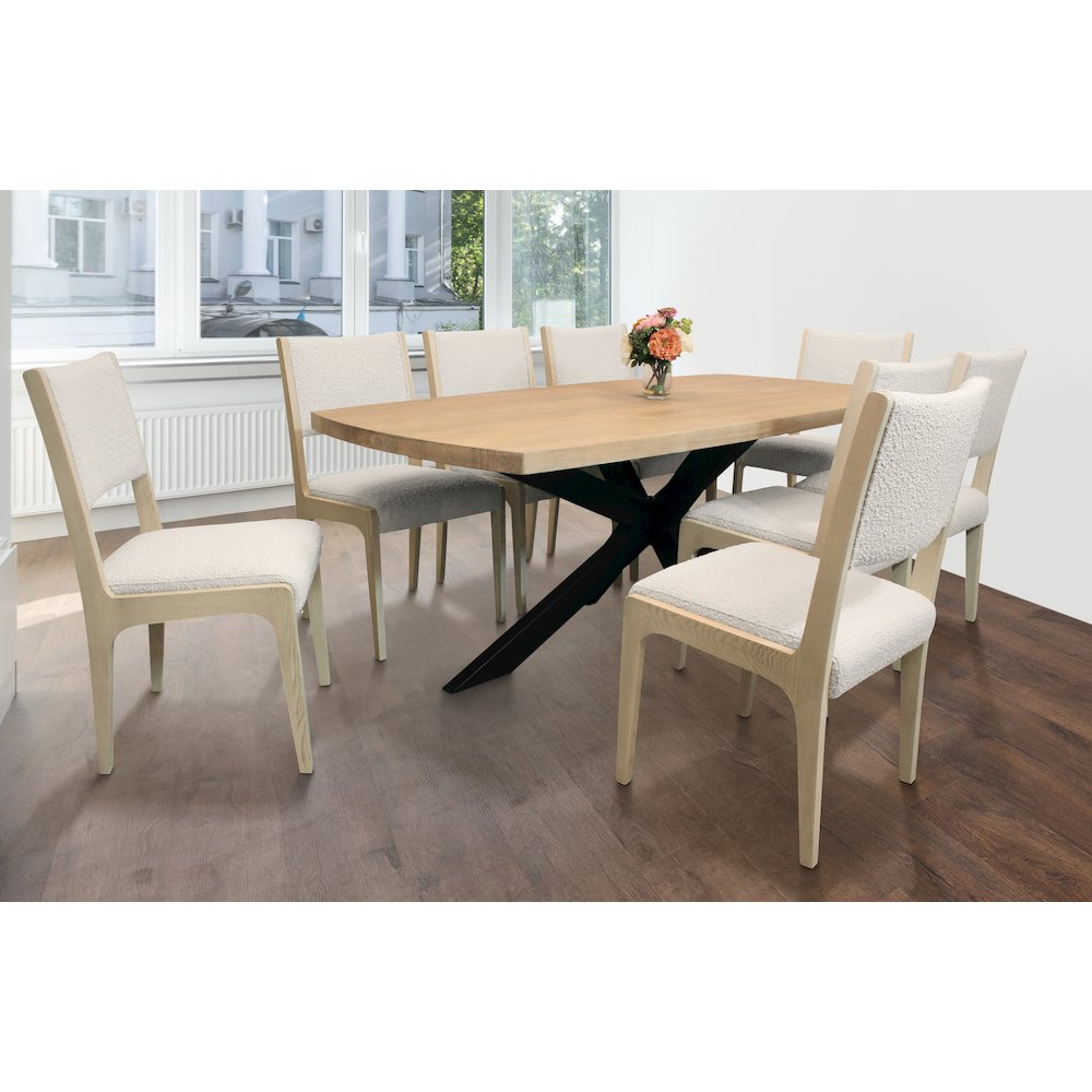 Logan 82" Dining Table, with 8 Ash Ivory Boucle Dining Chairs. Picture 2