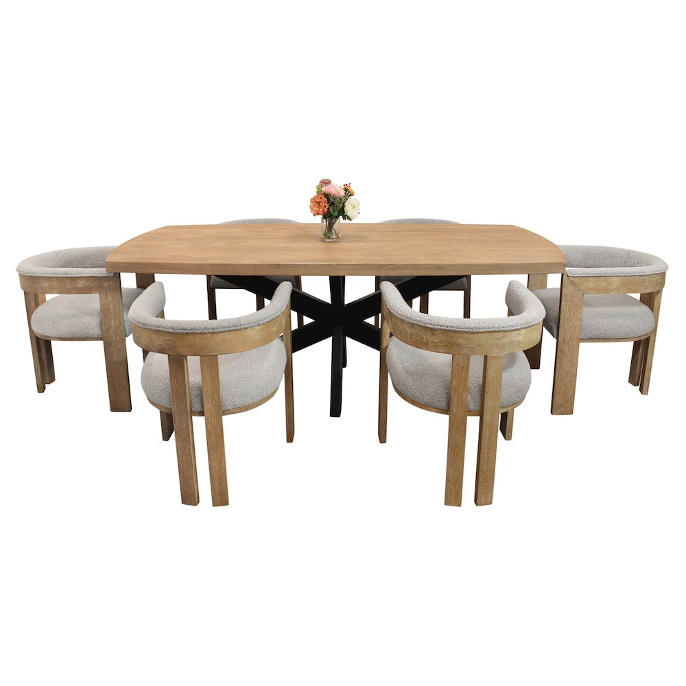 Logan 82" Dining Table with 6 Trish Silver Arm Chairs. Picture 1