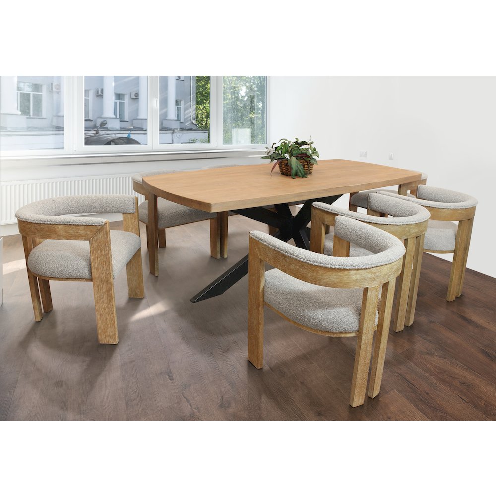 Logan 82" Dining Table with 8 Trish Silver Arm Chairs. Picture 2