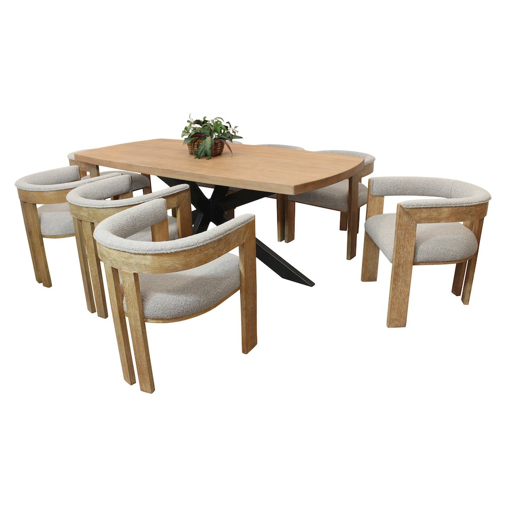 Logan 82" Dining Table with 8 Trish Silver Arm Chairs. Picture 1