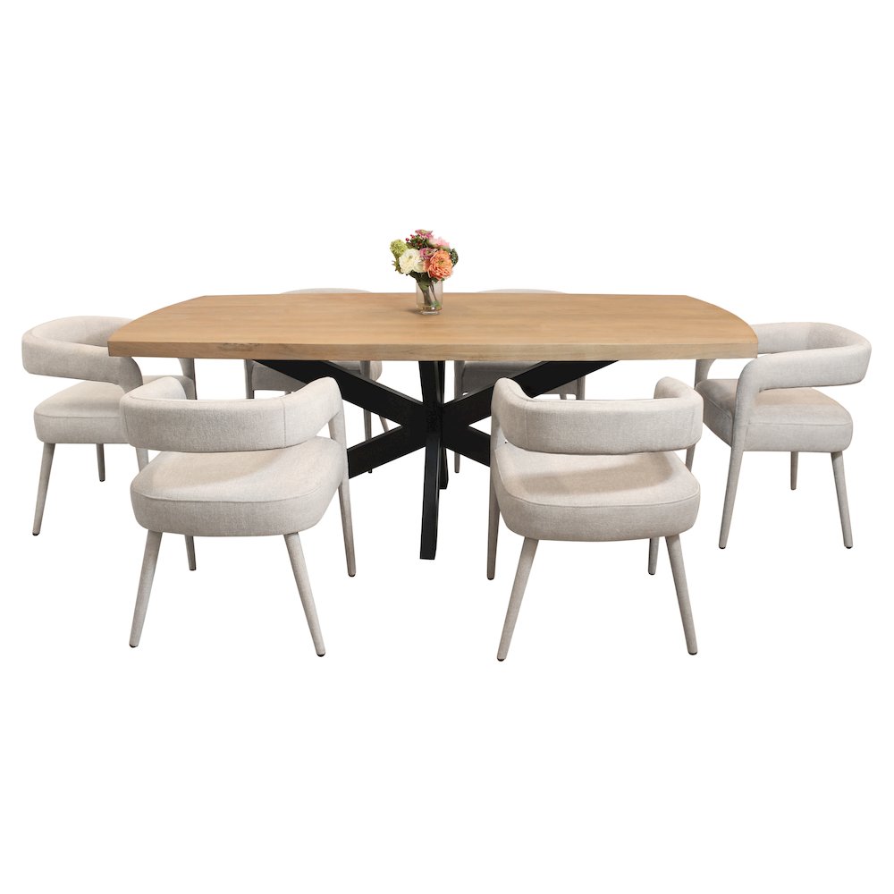 Logan 82" Dining Table with 3 sets of Galway Ivory Side Chairs. Picture 1