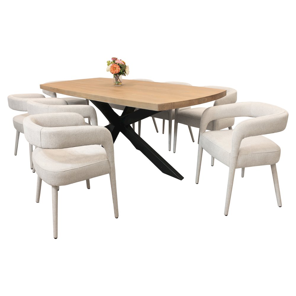 Logan 82" Dining Table with 4 sets of Galway Ivory Side Chairs. Picture 1