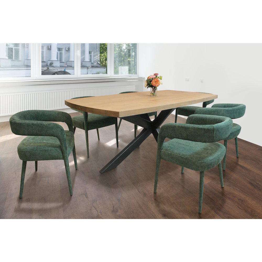 Logan 82" Dining Table with 3 sets of Galway Teal Side Chairs. Picture 2