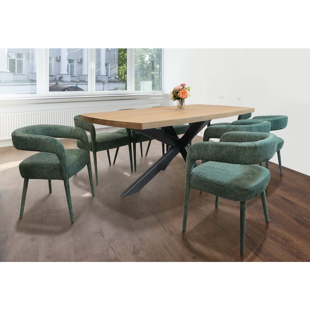 Logan 82" Dining Table with 4 sets of Galway Teal Side Chairs. Picture 2