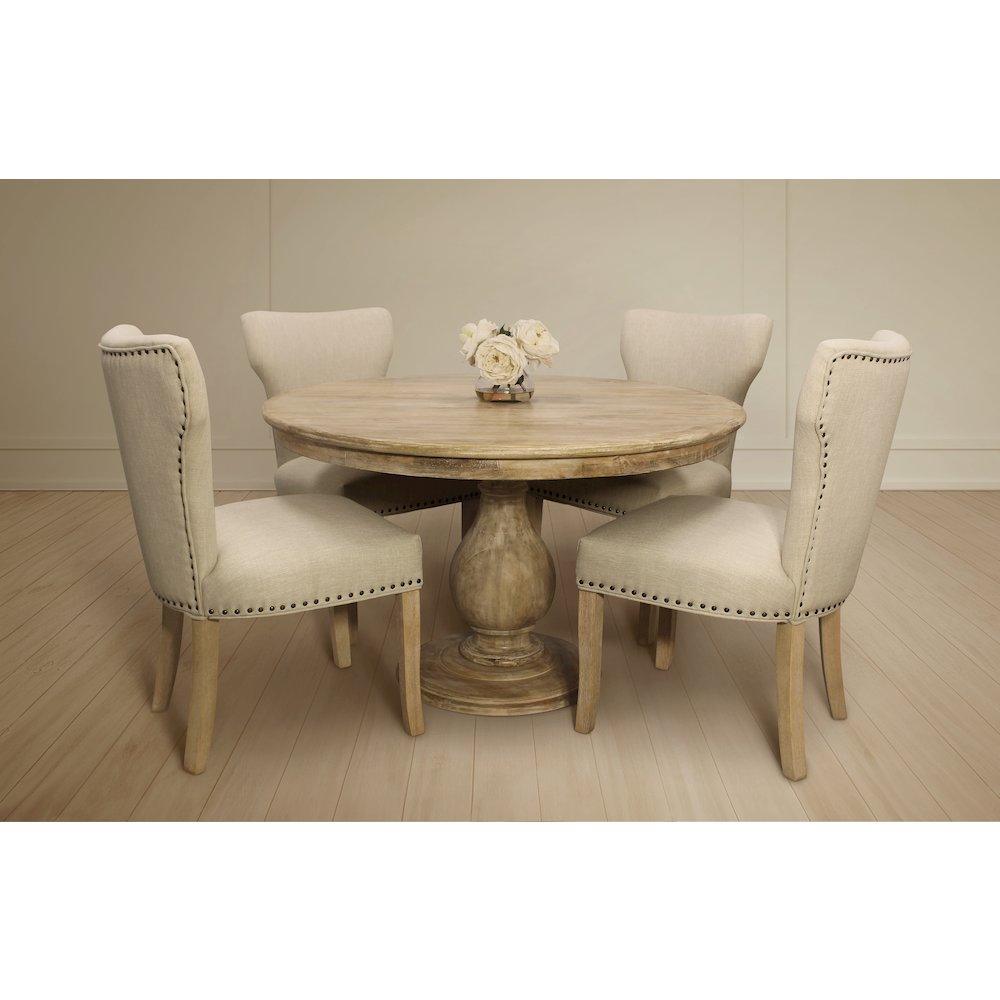 Jenna 48" Dining Table with 2 Sets of Jill Ivory Side Chairs. Picture 1