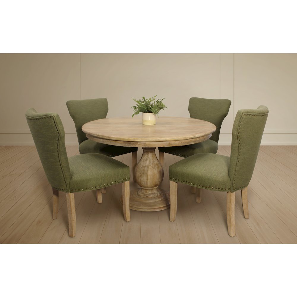 Jenna 48" Dining Table with 2 Sets of Jill Green Side Chairs. Picture 2
