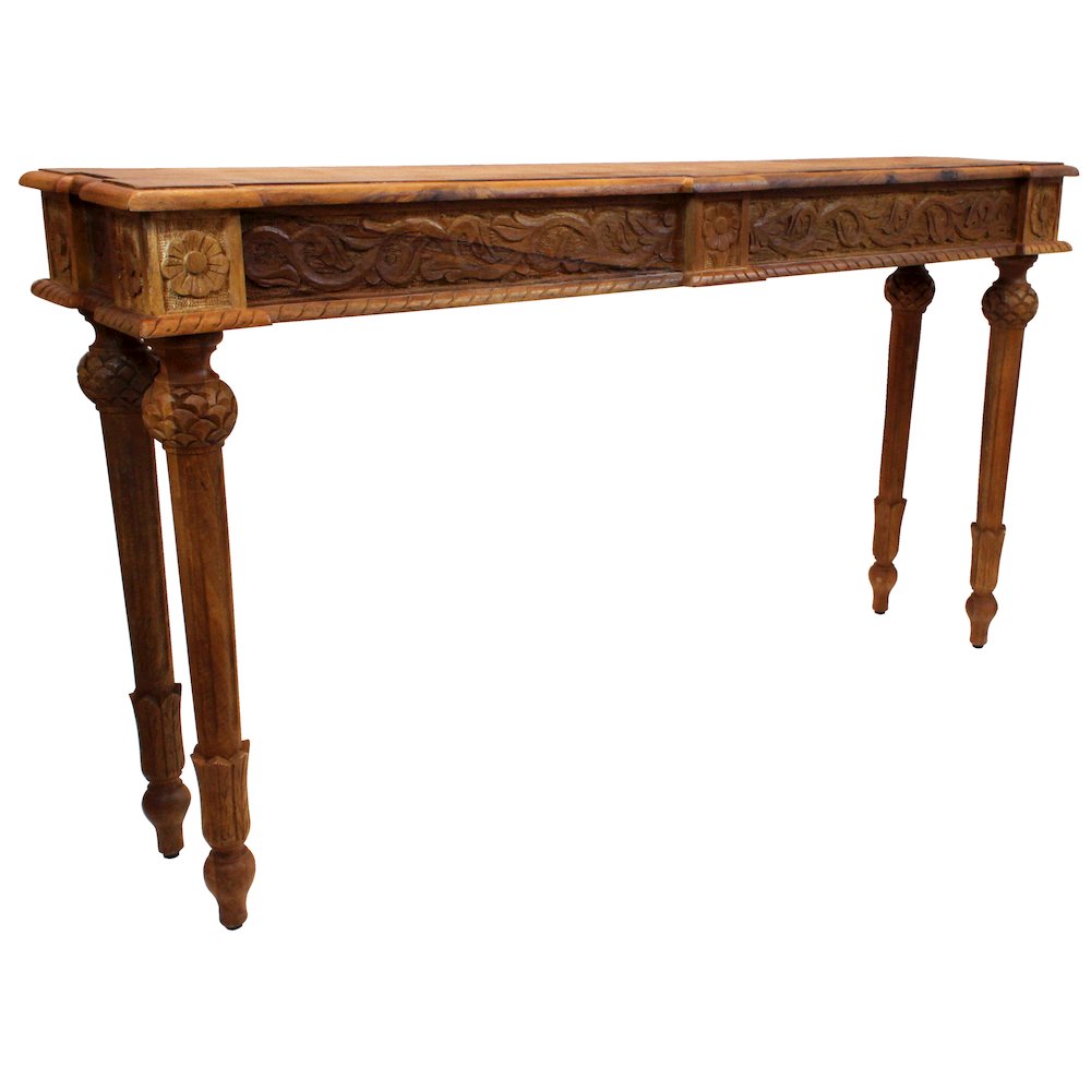 Tigard Console in Walnut with Handcarved Detailing. Picture 2