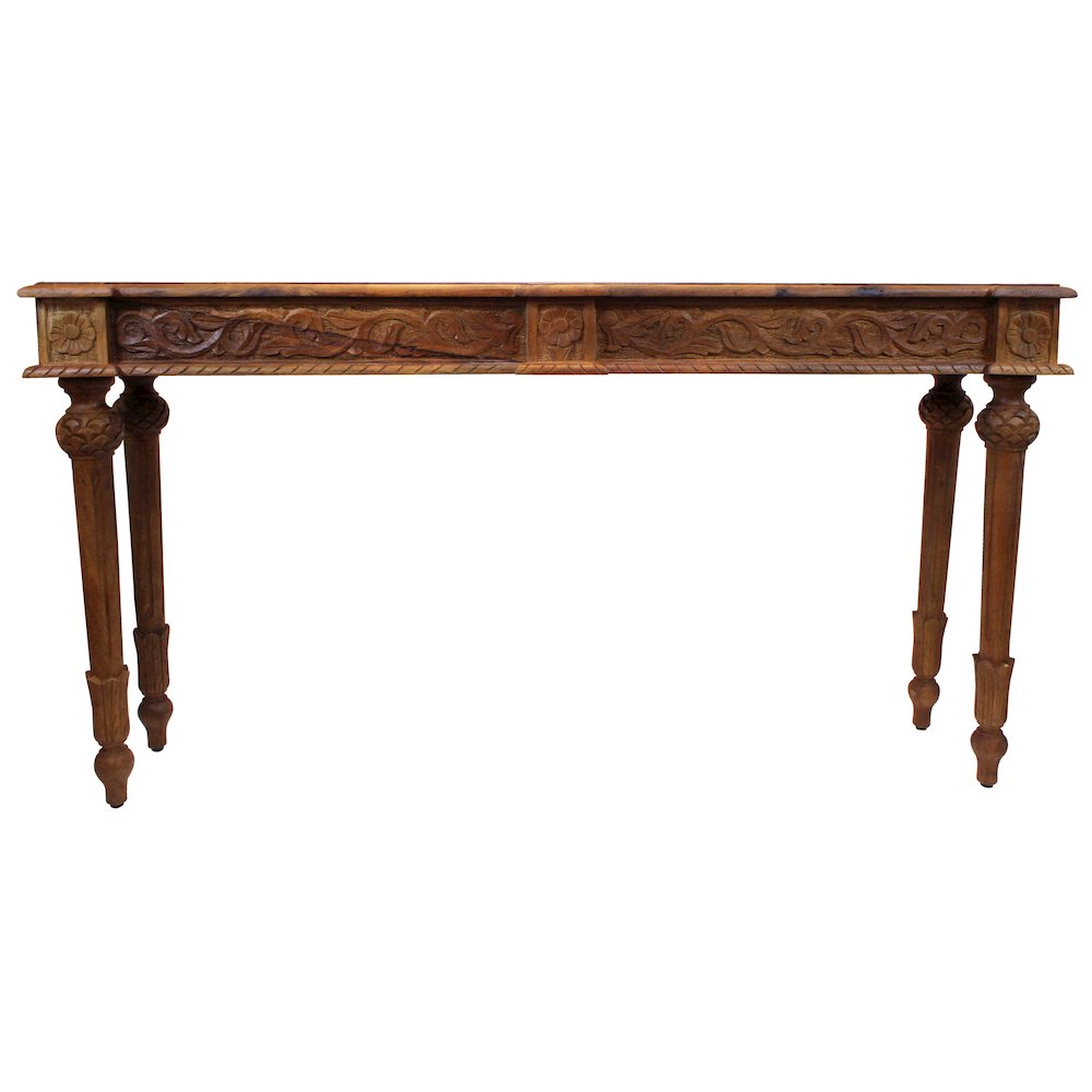 Tigard Console in Walnut with Handcarved Detailing. Picture 1