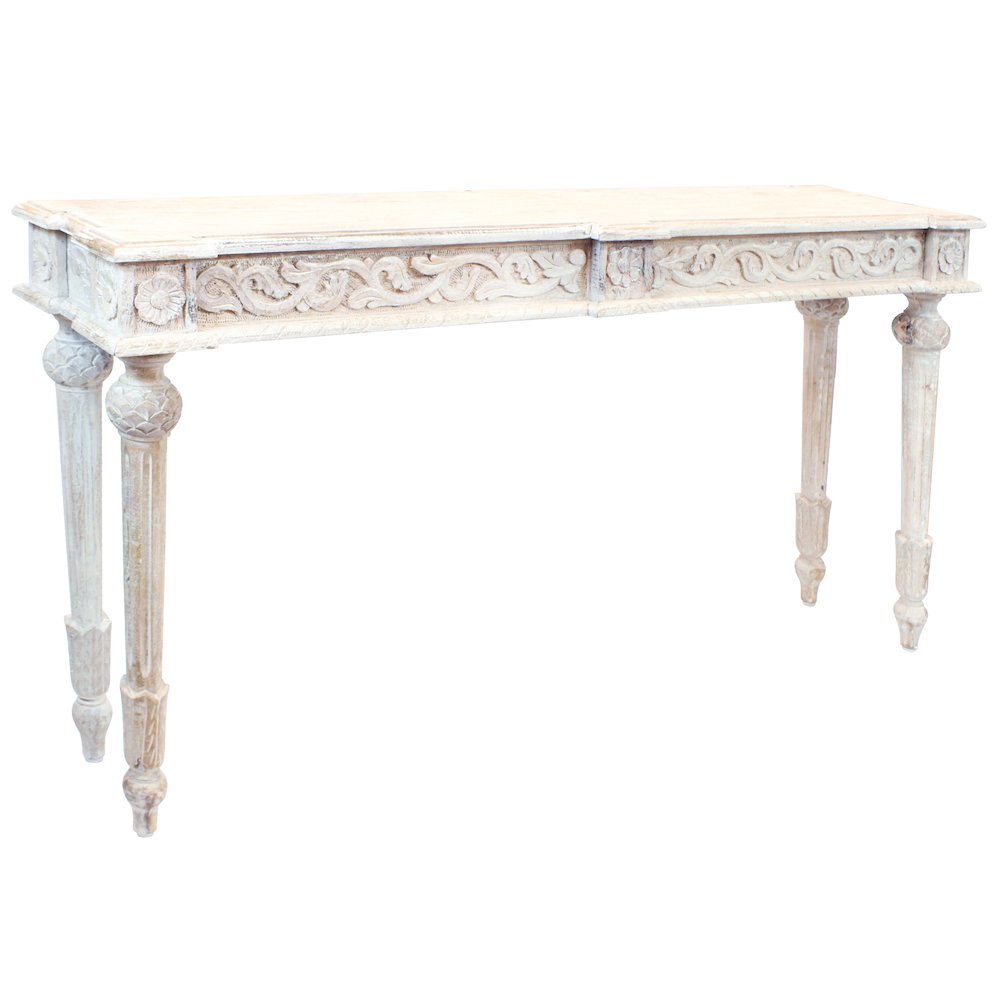 Tigard Console in Antique White with Handcarved Detailing. Picture 2