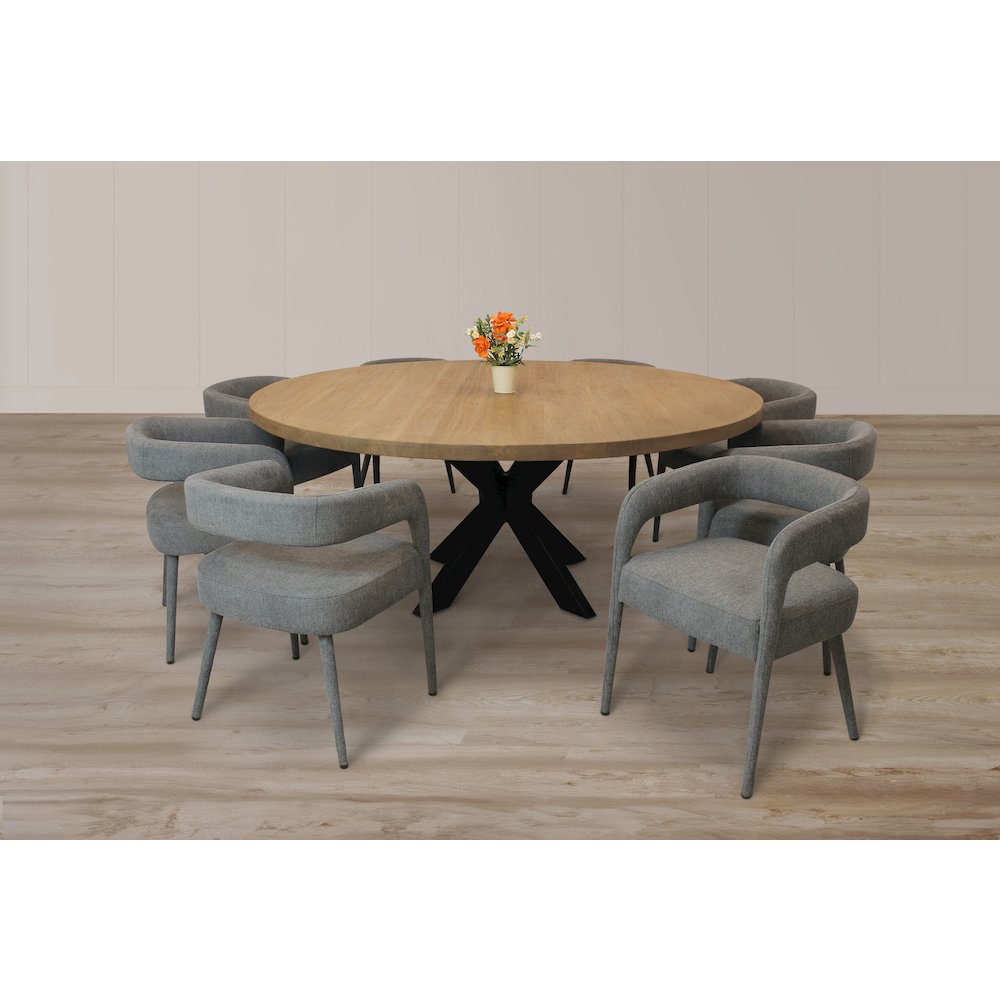 9-Piece 72" Dining Set 8 Galway Dining Chairs in Dark Gray Linen Fabric. Picture 1