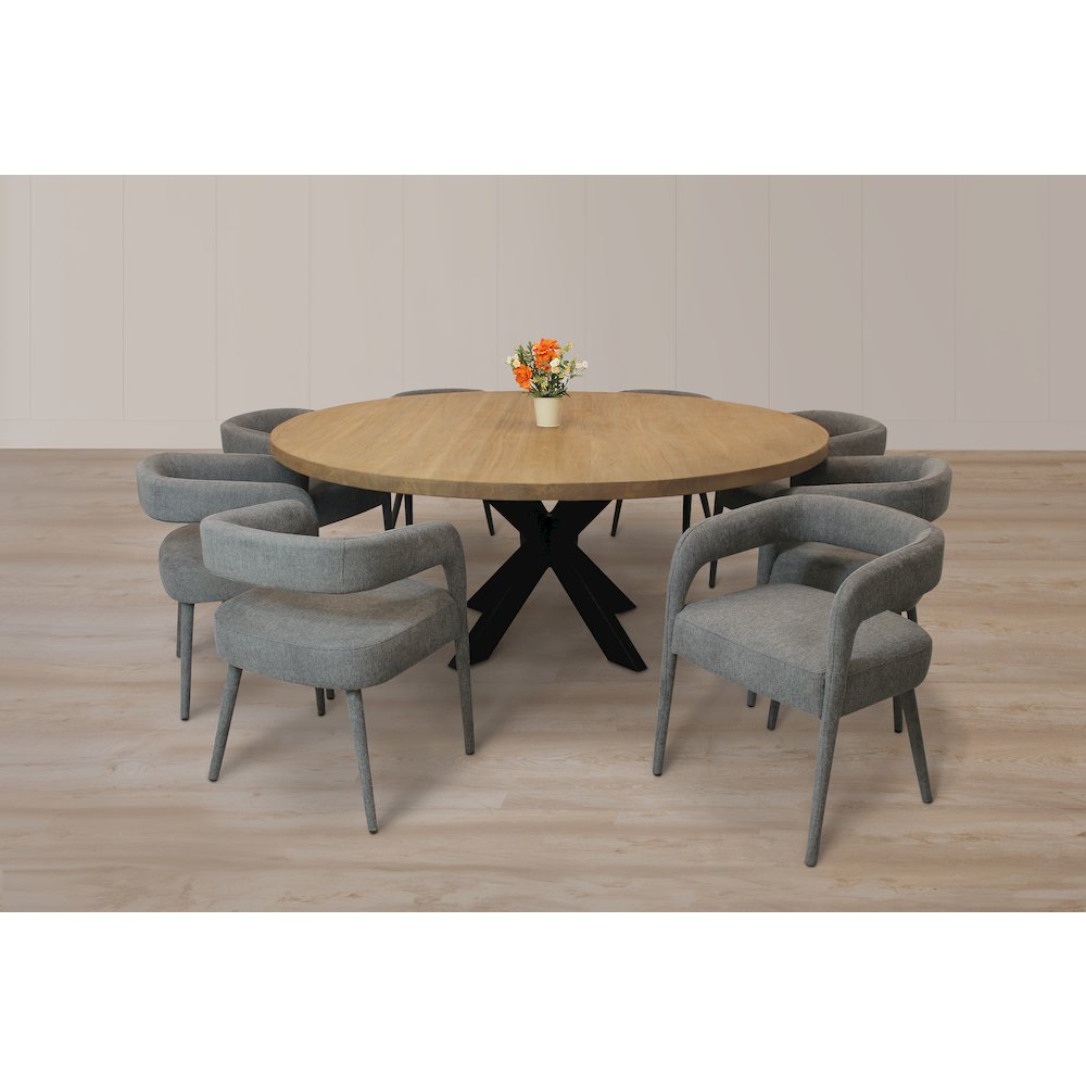 9-Piece 72" Dining Set 8 Galway Dining Chairs in Dark Gray Linen Fabric. Picture 8