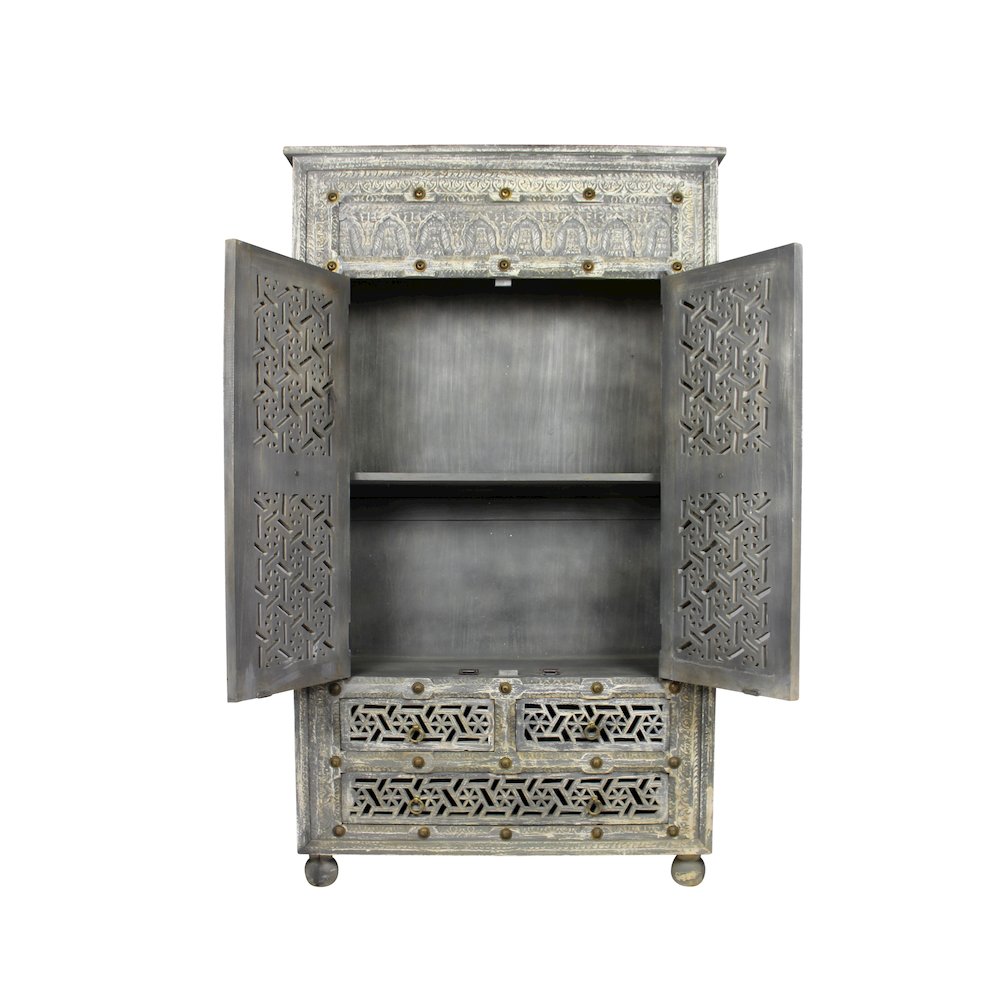 Burman Armoire - 2-Door 3-Drawer in Aged Gray. Picture 6
