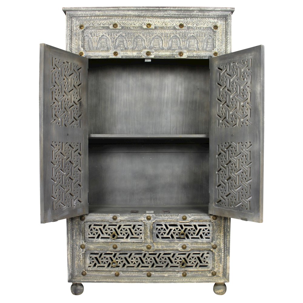 Burman Armoire - 2-Door 3-Drawer in Aged Gray. Picture 4