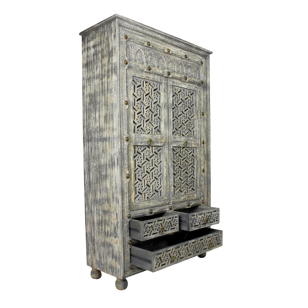 Burman Armoire - 2-Door 3-Drawer in Aged Gray. Picture 5