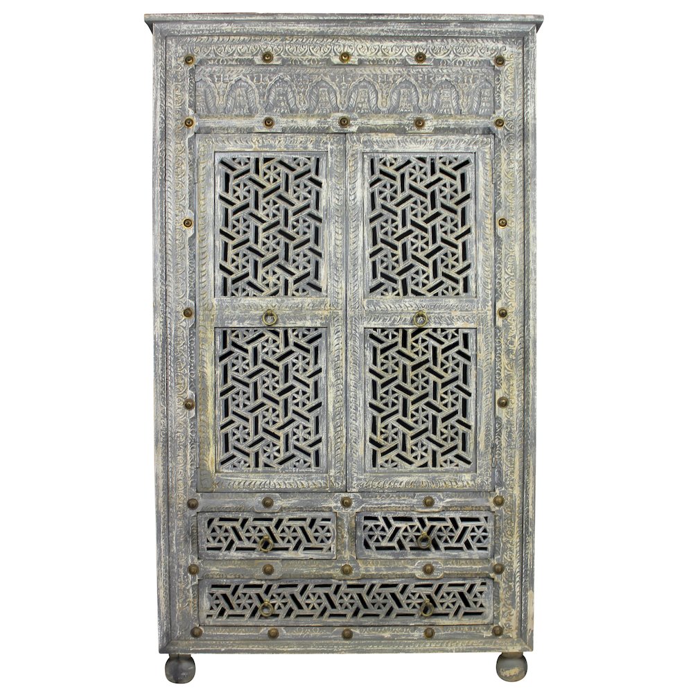 Burman Armoire - 2-Door 3-Drawer in Aged Gray. Picture 2