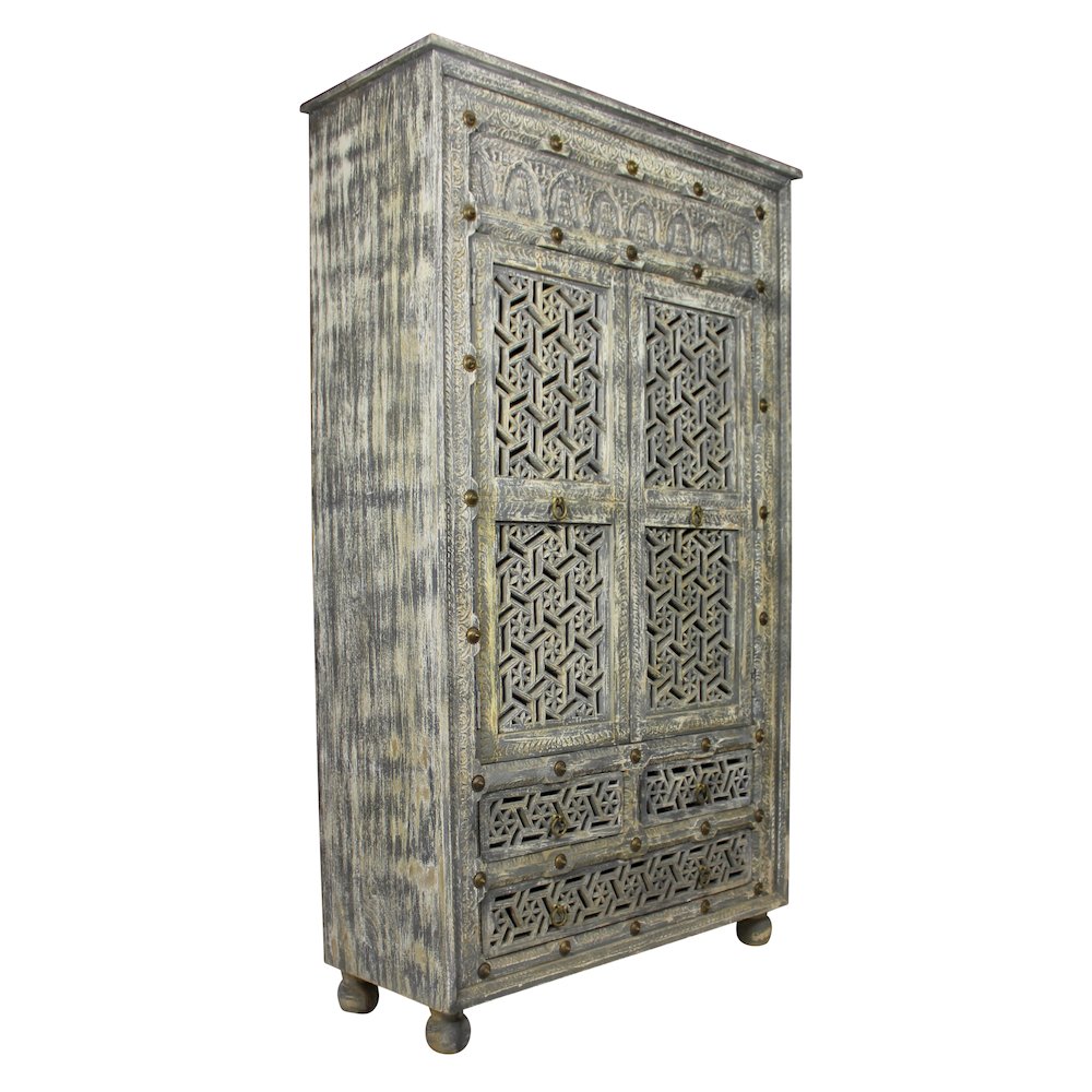 Burman Armoire - 2-Door 3-Drawer in Aged Gray. Picture 1