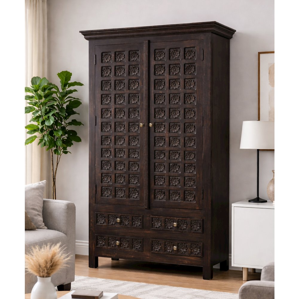 Anisa Tall Cabinet - Antique Brown. Picture 2