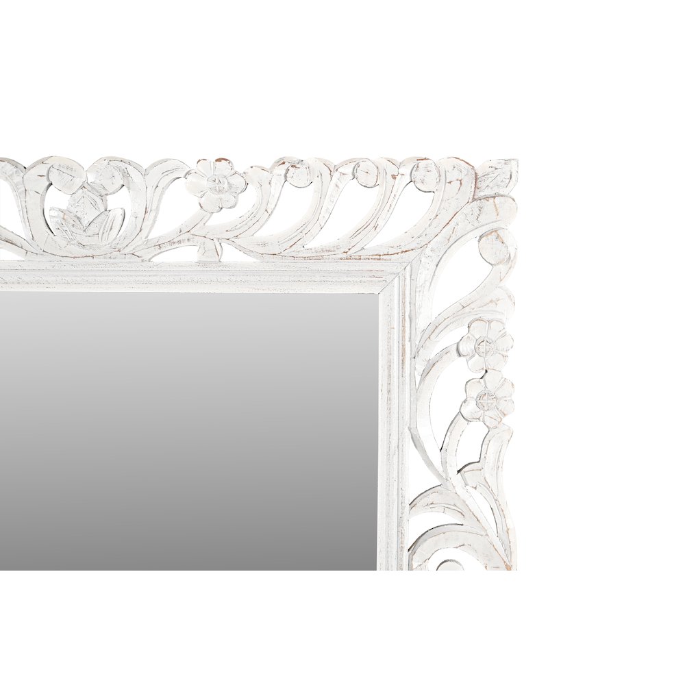 Margo Mirror in Distressed White Finished Handcarved Solid Wood. Picture 2