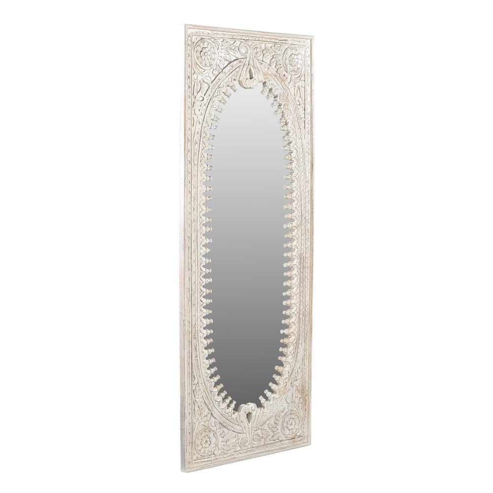 Kiara Mirror in Distressed White Finished Handcarved Solid Wood. Picture 2