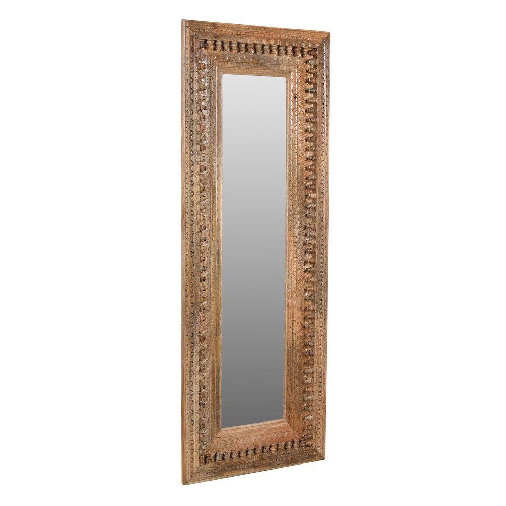 Ayla Mirror in Natural Finished Handcarved Solid Wood. Picture 2