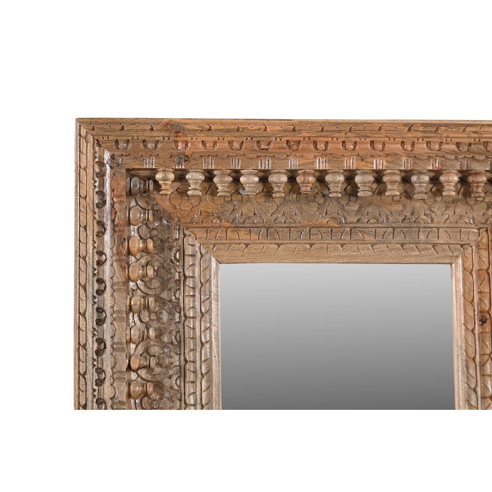 Ayla Mirror in Natural Finished Handcarved Solid Wood. Picture 3