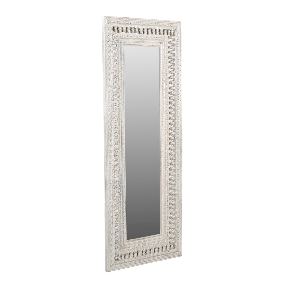 Ayla Mirror in Distressed White Finished Handcarved Solid Wood. Picture 1