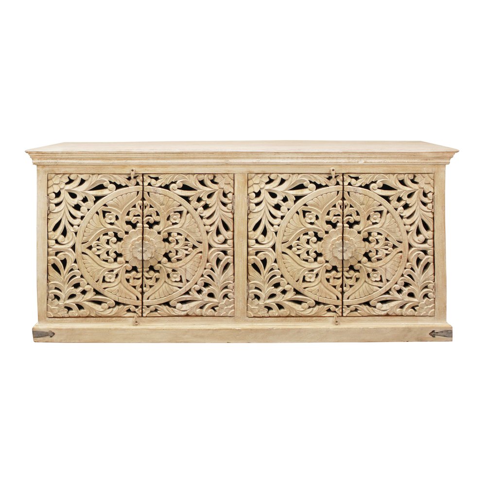 Carter Flores 4-Door Sideboard in Distressed White. Picture 1