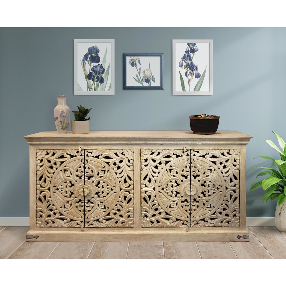 Carter Flores 4-Door Sideboard in Distressed White. Picture 2