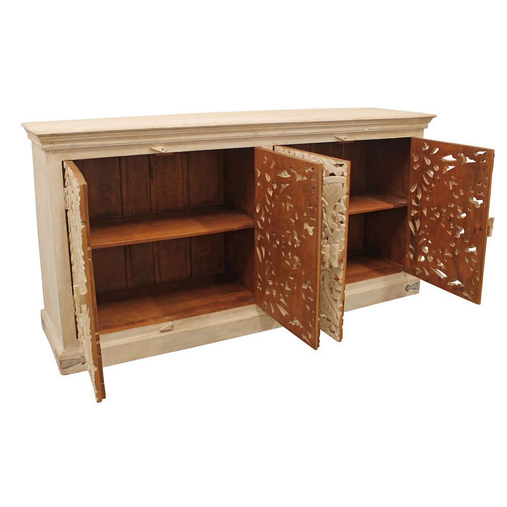 Carter Flores 4-Door Sideboard in Distressed White. Picture 4