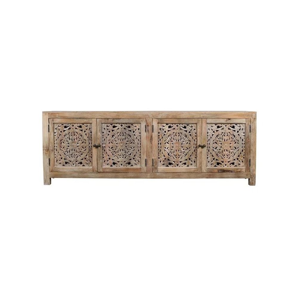 Weatherly 4-Door Media Cabinet in Natural. Picture 2