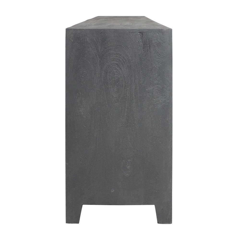 Waverly Solid Wood Media Cabinet with 4 Doors and Gray Finish. Picture 5