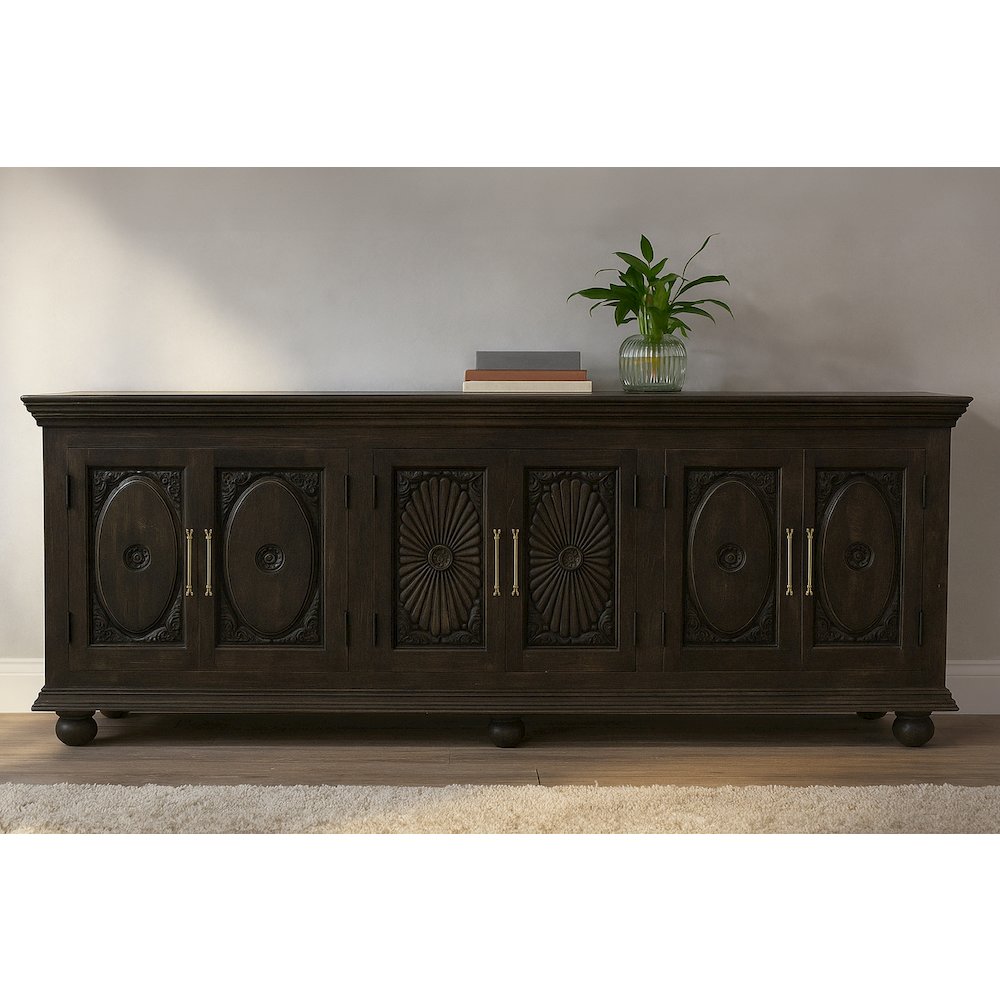 Athena 6-Door Sideboard in Antique Black. Picture 1
