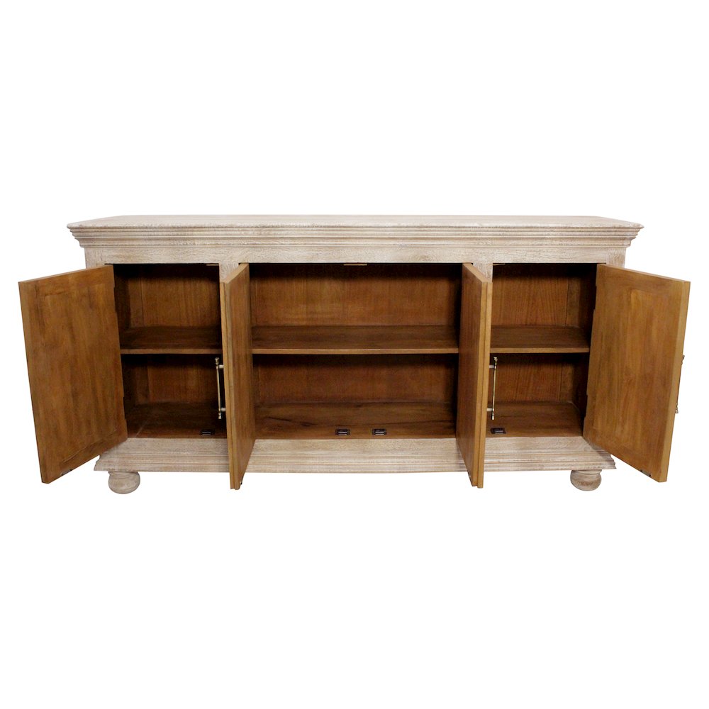 Carter 4-Door Sideboard in Distressed White on Solid Wood. Picture 4